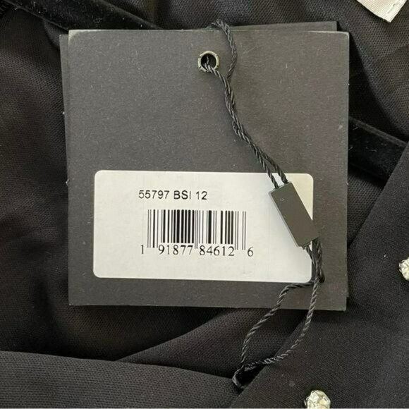 Mac Duggal $598 Black Long Sleeve Rhinestone Formal Jersey Maxi Gown Long Dress - Picture 9 of 11